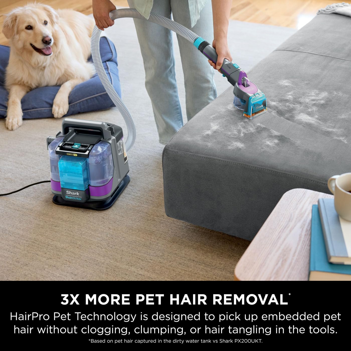 Shark StainStriker HairPro Haustier-Fleckenreiniger, 450W Saugkraft, Anti-Verstopfung, tragbar, entfernt Flecken & Gerüche, inkl. 4 Aufsätze