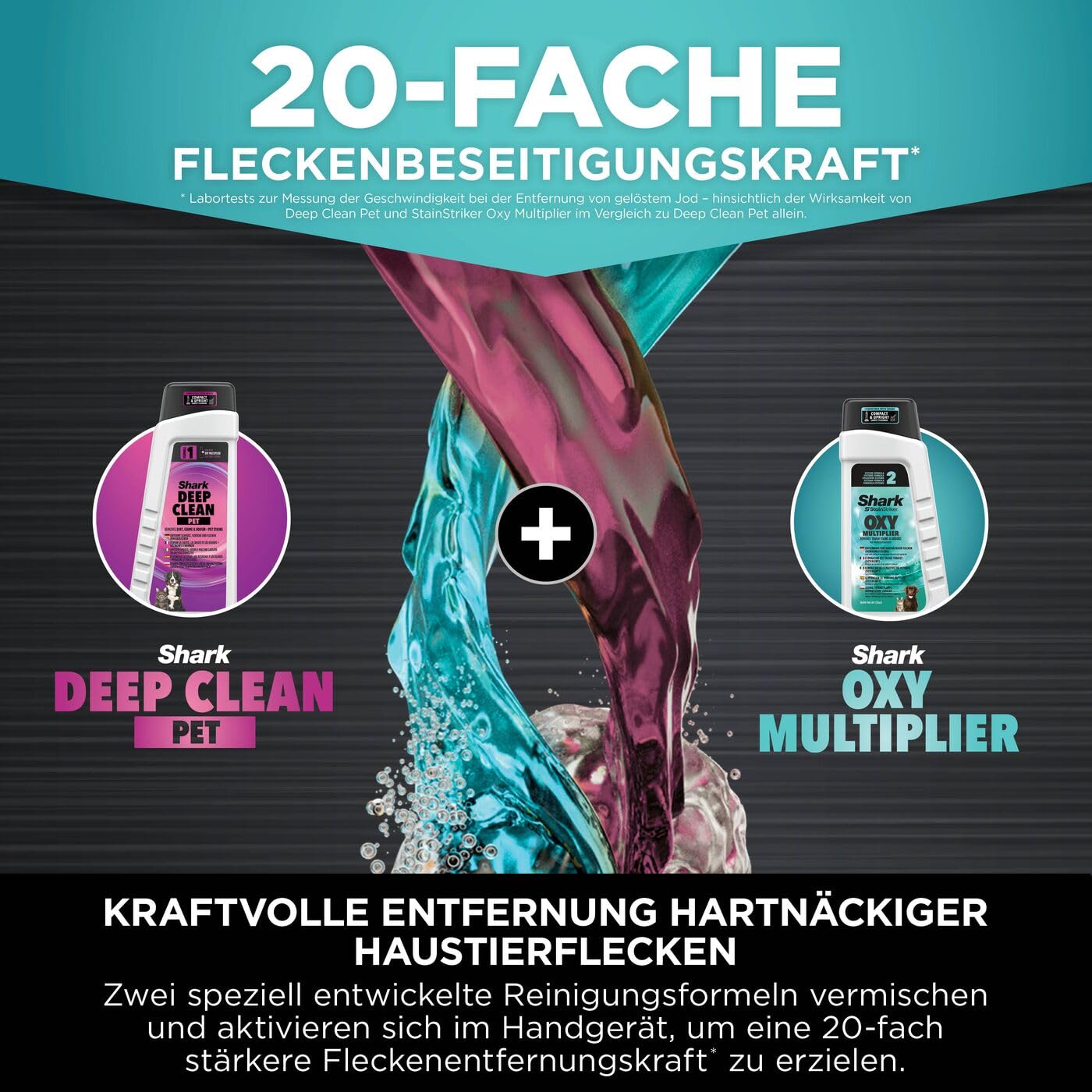 Shark StainStriker HairPro Pet Reiniger, 450W Saugkraft, Anti-Clog Tierhaarextraktor, tragbar, 4 Aufsätze & 2 Reinigungsmittel