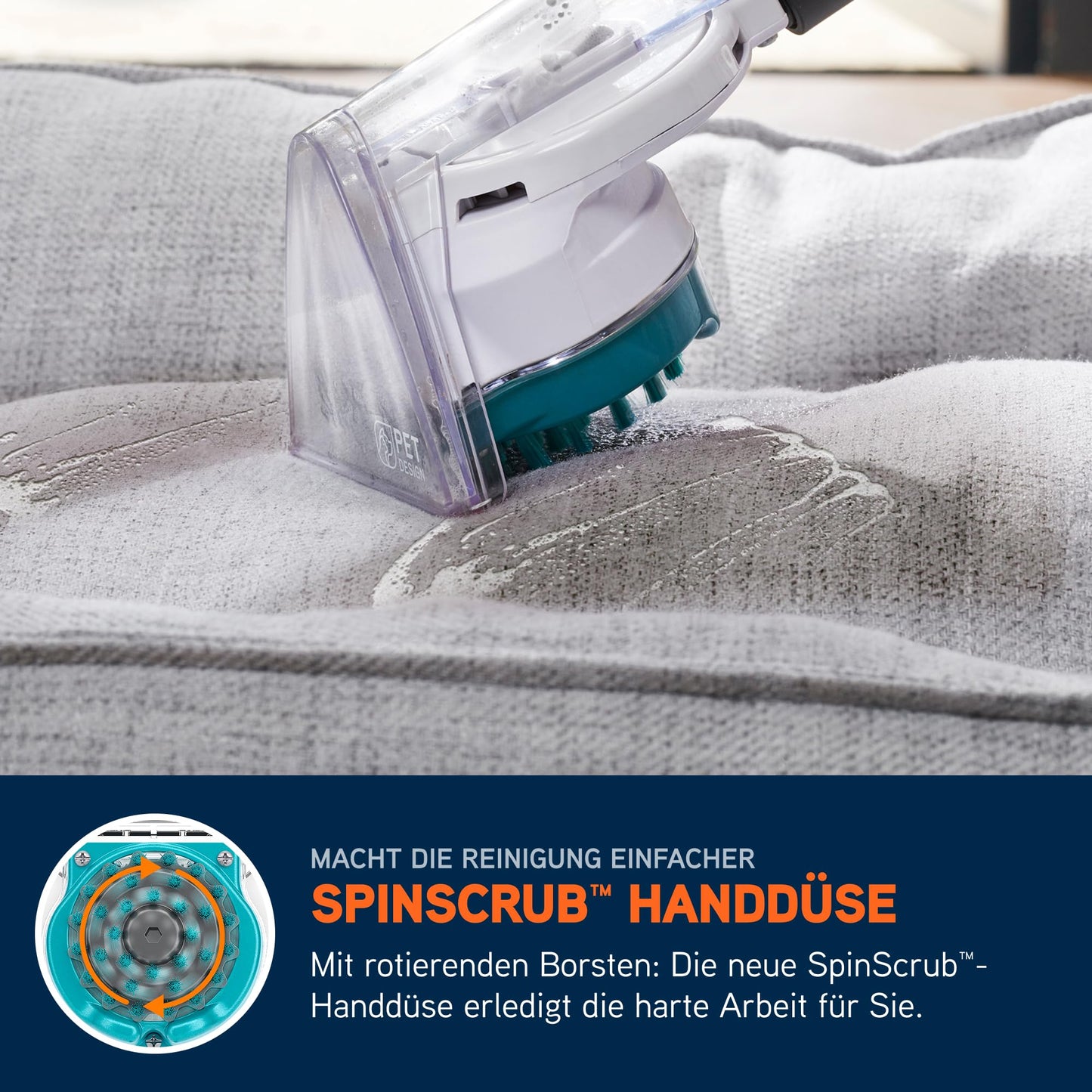 Vax SpotWash Home Duo Pet-Edition, Teppich- & Polsterreiniger mit SpinScrub, Tiefenreinigung, schnelltrocknend, starke Haustier-Reinigung