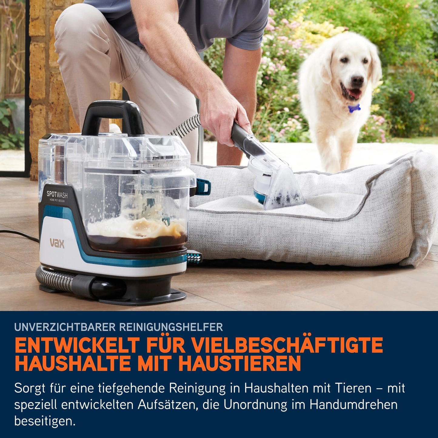 Vax SpotWash Home Duo Pet-Edition, Teppich- & Polsterreiniger mit SpinScrub, Tiefenreinigung, schnelltrocknend, starke Haustier-Reinigung