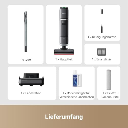 dreame H15 Pro Heat Nass- und Trockensauger, 85° C Wasser, GapFree AI-Roboterarm, RGB-Erkennung, 22.000 Pa Saugleistung, Haarentwirrung, 100° C Bürstenreinigung, 5 Min. 90° C Trocknung, App-Steuerung
