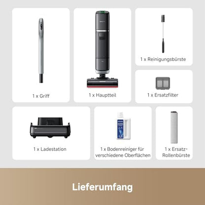 dreame H15 Pro Heat Nass- und Trockensauger, 85° C Wasser, GapFree AI-Roboterarm, RGB-Erkennung, 22.000 Pa Saugleistung, Haarentwirrung, 100° C Bürstenreinigung, 5 Min. 90° C Trocknung, App-Steuerung