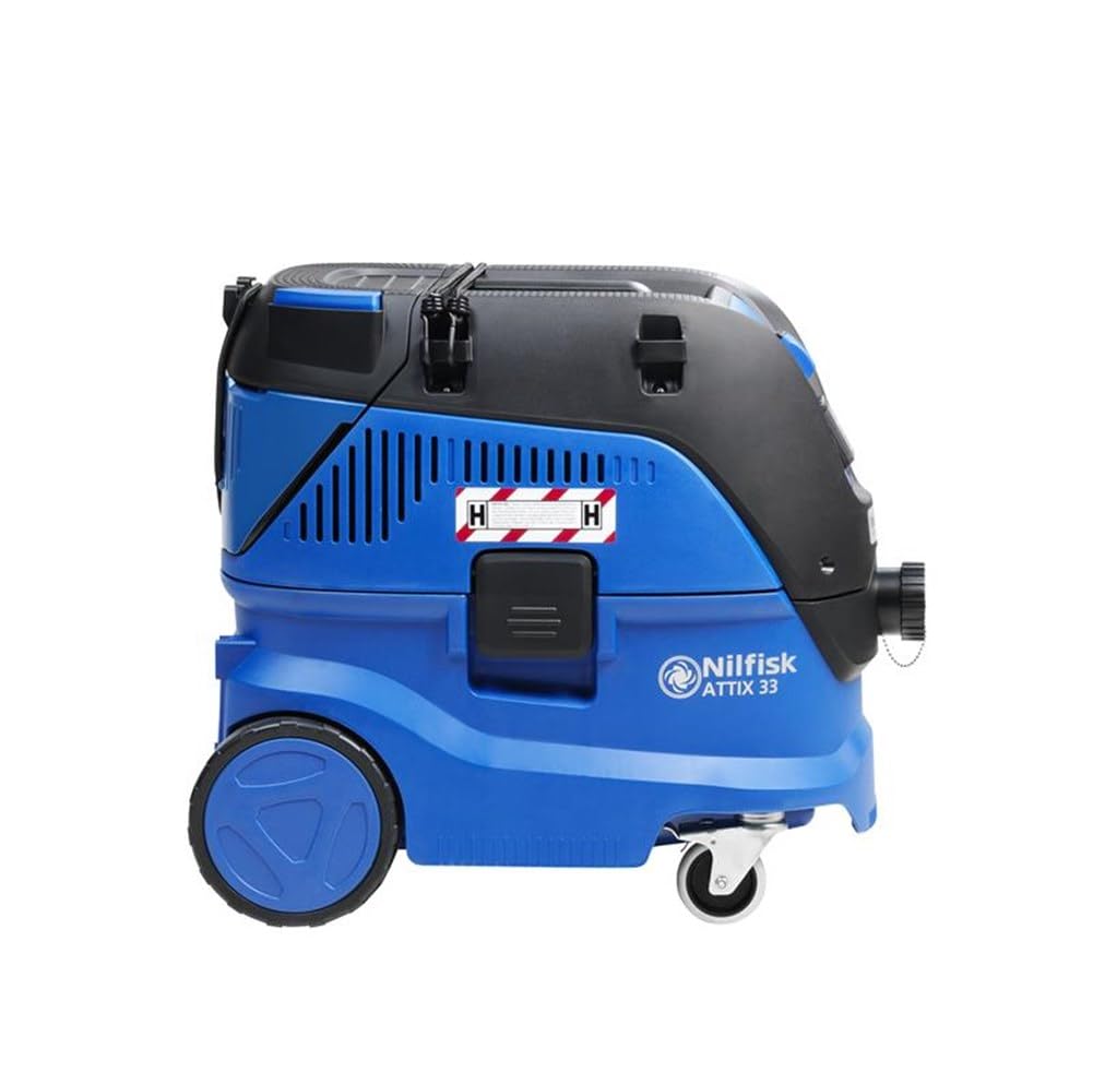 Nilfisk Sicherheitssauger ATTIX 33-2H PC 220-240V 50/60HZ EU ASBES (Gewicht: 14,5 kg, Max. Behältervolumen: 30 Liter, InfiniClean, Adapterplatte, Trolleygriff) 107412183, Schwarz/Blau