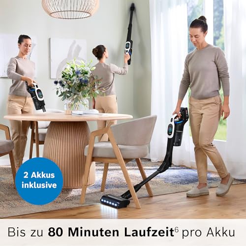 Bosch Akku-Staubsauger Unlimited 10 BTS1042WAC, kabellos, MicroClean Technology, TFT-Display, Staubkomprimierung, HEPA-Filtersystem, 10 J. Motorgarantie, 4 Ah Akku, LED-Licht, Schnellladegerät, weiß