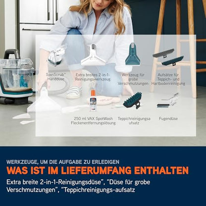 Vax SpotWash Home Duo Pet-Edition, Teppich- & Polsterreiniger mit SpinScrub, Tiefenreinigung, schnelltrocknend, starke Haustier-Reinigung