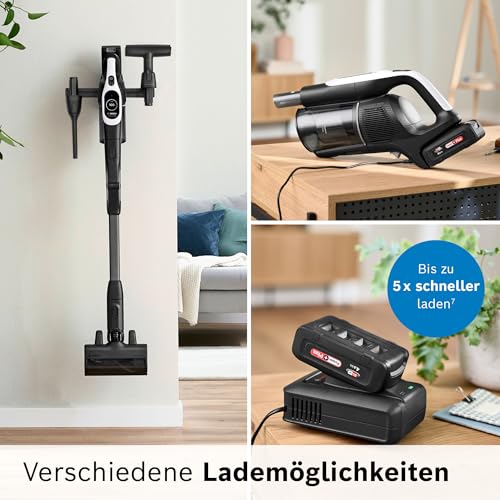 Bosch Akku-Staubsauger Unlimited 10 BTS1042WAC, kabellos, MicroClean Technology, TFT-Display, Staubkomprimierung, HEPA-Filtersystem, 10 J. Motorgarantie, 4 Ah Akku, LED-Licht, Schnellladegerät, weiß