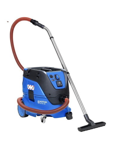 Nilfisk Sicherheitssauger ATTIX 33-2H PC 220-240V 50/60HZ EU ASBES (Gewicht: 14,5 kg, Max. Behältervolumen: 30 Liter, InfiniClean, Adapterplatte, Trolleygriff) 107412183, Schwarz/Blau