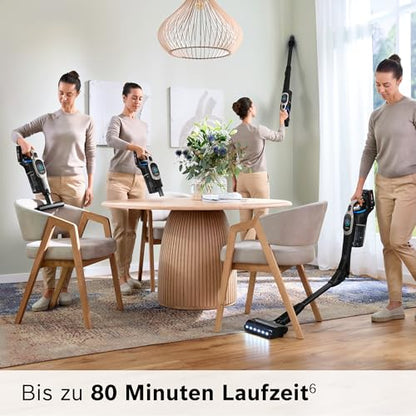 Bosch Akku-Staubsauger Unlimited 10 BKS1051GQC, kabellos, MicroClean Technology, TFT-Display, Staubkomprimierung, HEPA-Filtersystem, 10 J. Motorgarantie, 4 Ah Akku, LED-Licht, Schnellladegerät, grau
