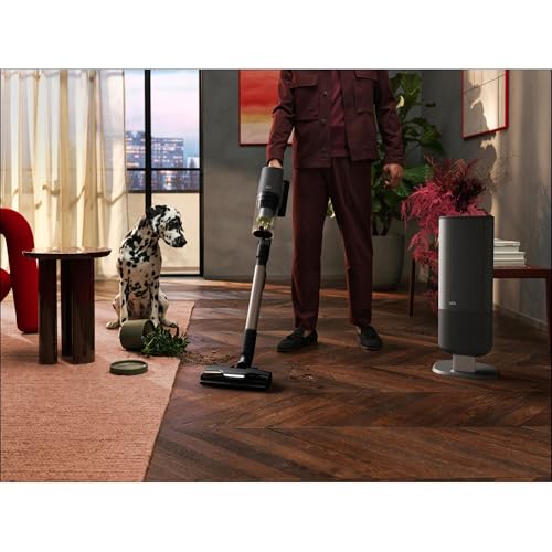 AEG Ultimate 8000 Akku Staubsauger mit Absaugstation und Ersatz-Akku, Automatik-verlängert Laufzeit, 5-Stufen Filtration, für Hartboden, Teppich, Tierhaare, 25 V Akku, 400 ml, Dunkelgrau, AP83A25XNX