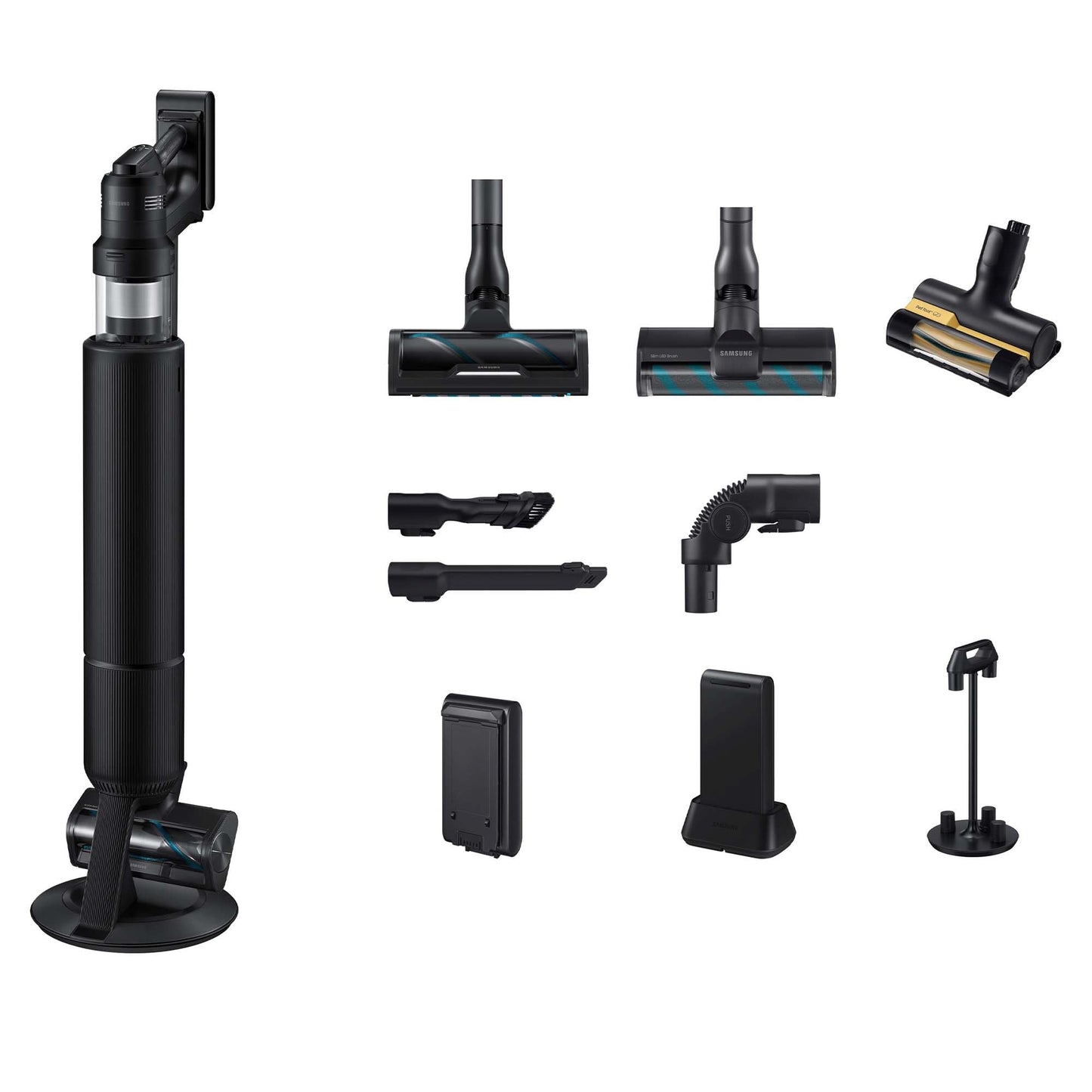 Samsung VS90F40EEK/WD Bespoke AI Jet Ultra Akku+ CompleteClean, Akku-Handstaubsauger inkl. Zubehör, 400 W, 2 Akkus, All-In-One-Station, Active Dual & Slim LED+ Bürste, Pet Tool+, Satin Black