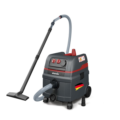 Starmix ISC M-1625 Safe – Industriesauger Staubklasse M mit Gerätesteckdose & automatischer Filterreinigung – Nass-/Trockensauger für Baustelle & Werkstatt, 1600 W Leistung, 25 L, inkl. 5m Schlauch