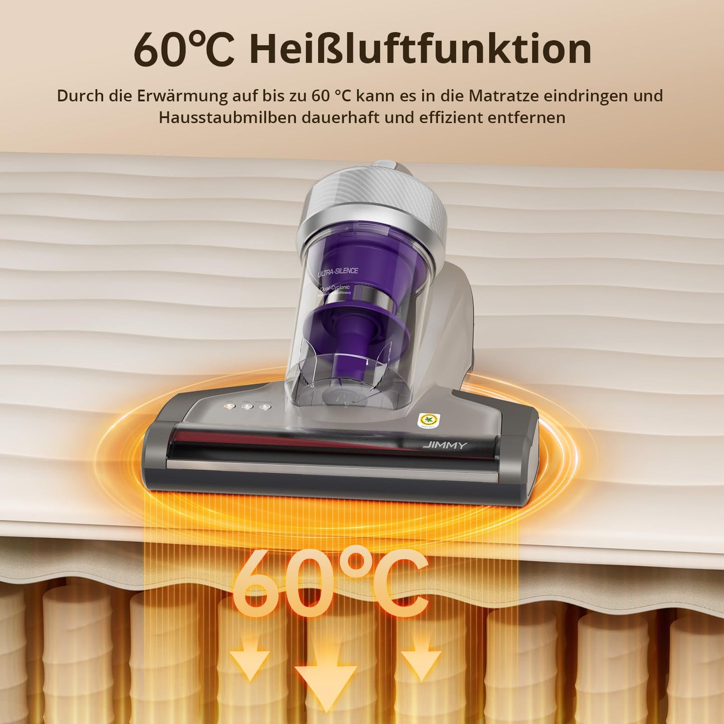 Jimmy JV35 Milbensauger 700W mit UV-C Licht & Heißluft, Matratzensauger mit Doppel-Zyklon, ideal für Matratzen, Betten & Sofa