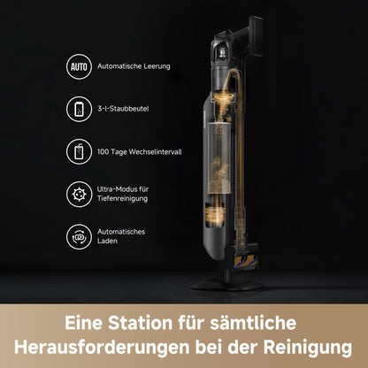 dreame Z40 Station Nass Trockensauger– Kabelloser Stielstaubsauger mit automatischer Leerung, Reinigungsstation, Multi-Bürste mit Stauboffenlegung, 310 AW Saugkraft, 160 Min. Reinigungsdauer