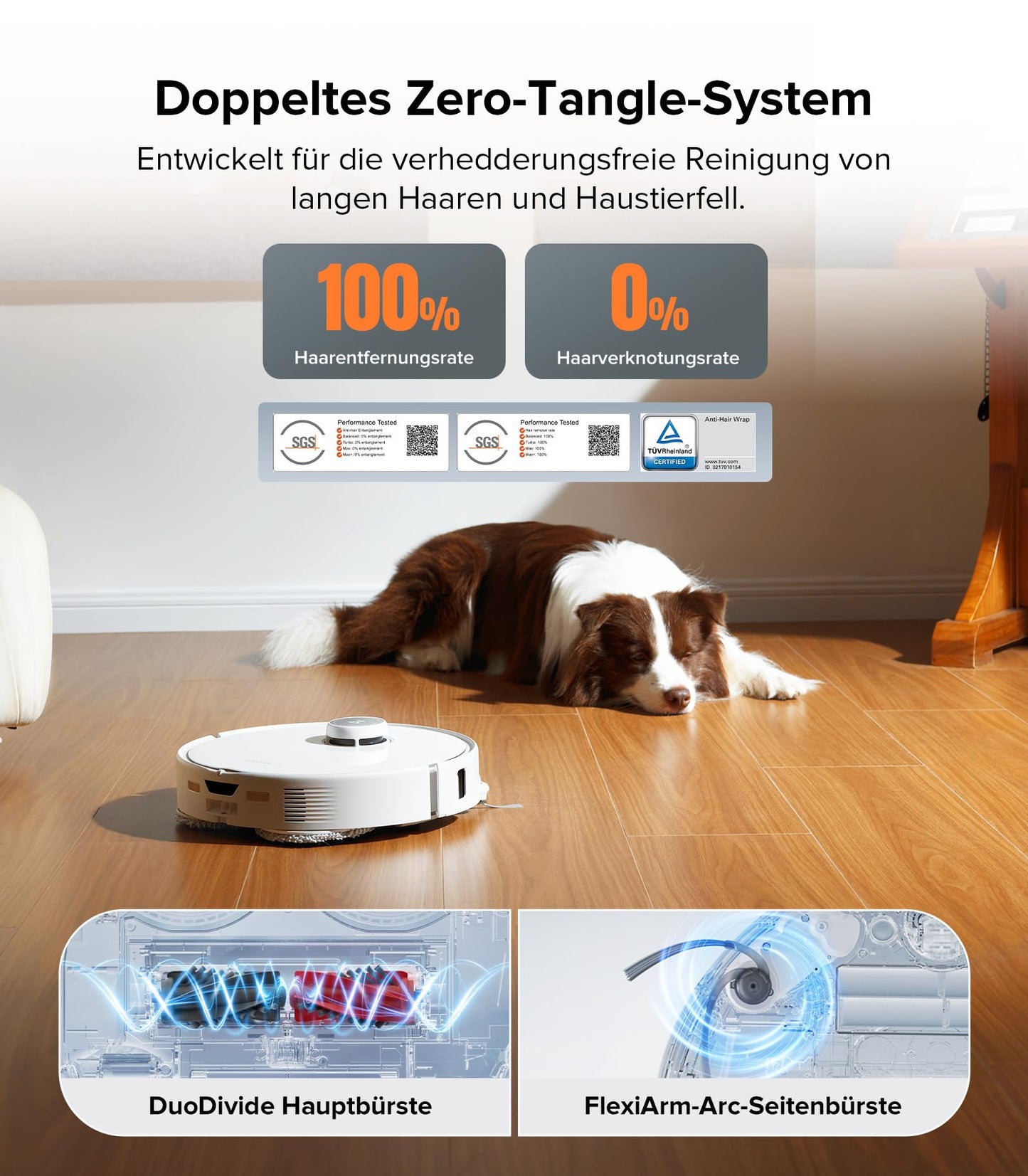 roborock Qrevo Edge Saugroboter mit Wischfunktion, Dual Anti-Tangle-System, AdaptiLift Chassis, 18.500Pa, FlexiArm Design Kantenreinigung, Hebarem Wischmopp, 75℃ Heißwasser-Moppwäsche, „Hello Rocky“
