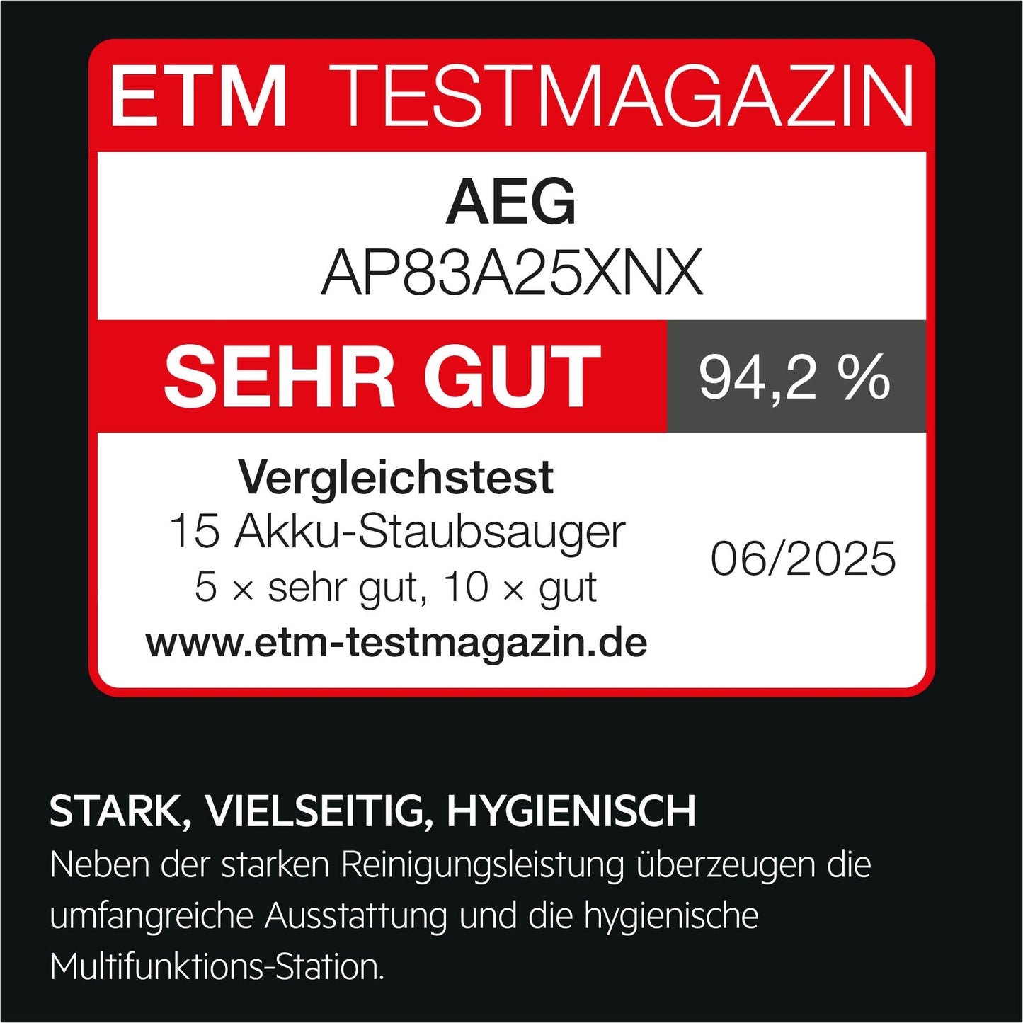 AEG Ultimate 8000 Akku Staubsauger mit Absaugstation und Ersatz-Akku, Automatik-verlängert Laufzeit, 5-Stufen Filtration, für Hartboden, Teppich, Tierhaare, 25 V Akku, 400 ml, Dunkelgrau, AP83A25XNX
