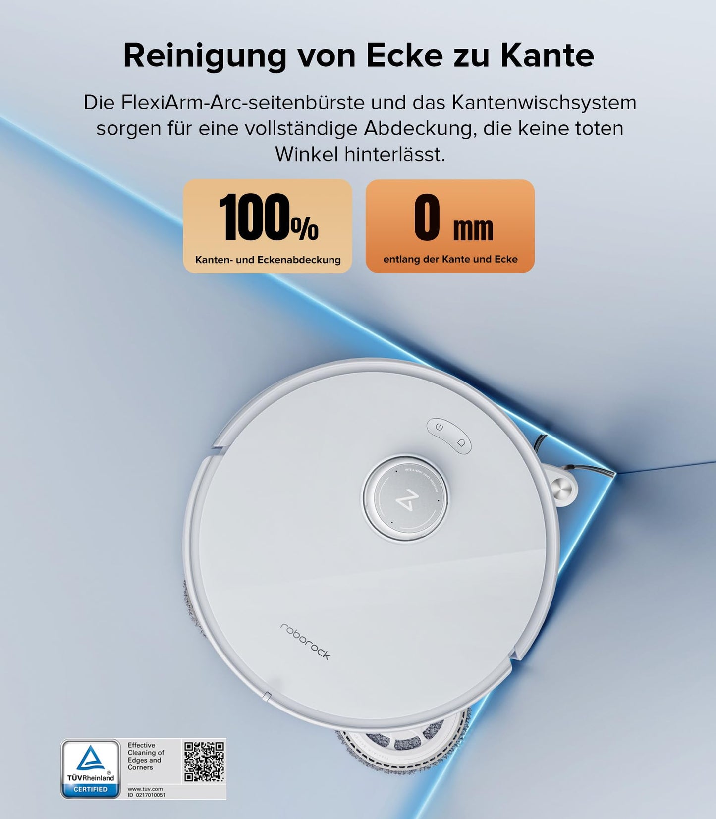 roborock Qrevo Edge Saugroboter mit Wischfunktion, Dual Anti-Tangle-System, AdaptiLift Chassis, 18.500Pa, FlexiArm Design Kantenreinigung, Hebarem Wischmopp, 75℃ Heißwasser-Moppwäsche, „Hello Rocky“