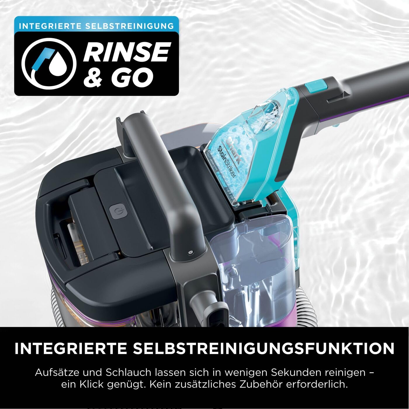 Shark StainStriker HairPro Pet Reiniger, 450W Saugkraft, Anti-Clog Tierhaarextraktor, tragbar, 4 Aufsätze & 2 Reinigungsmittel