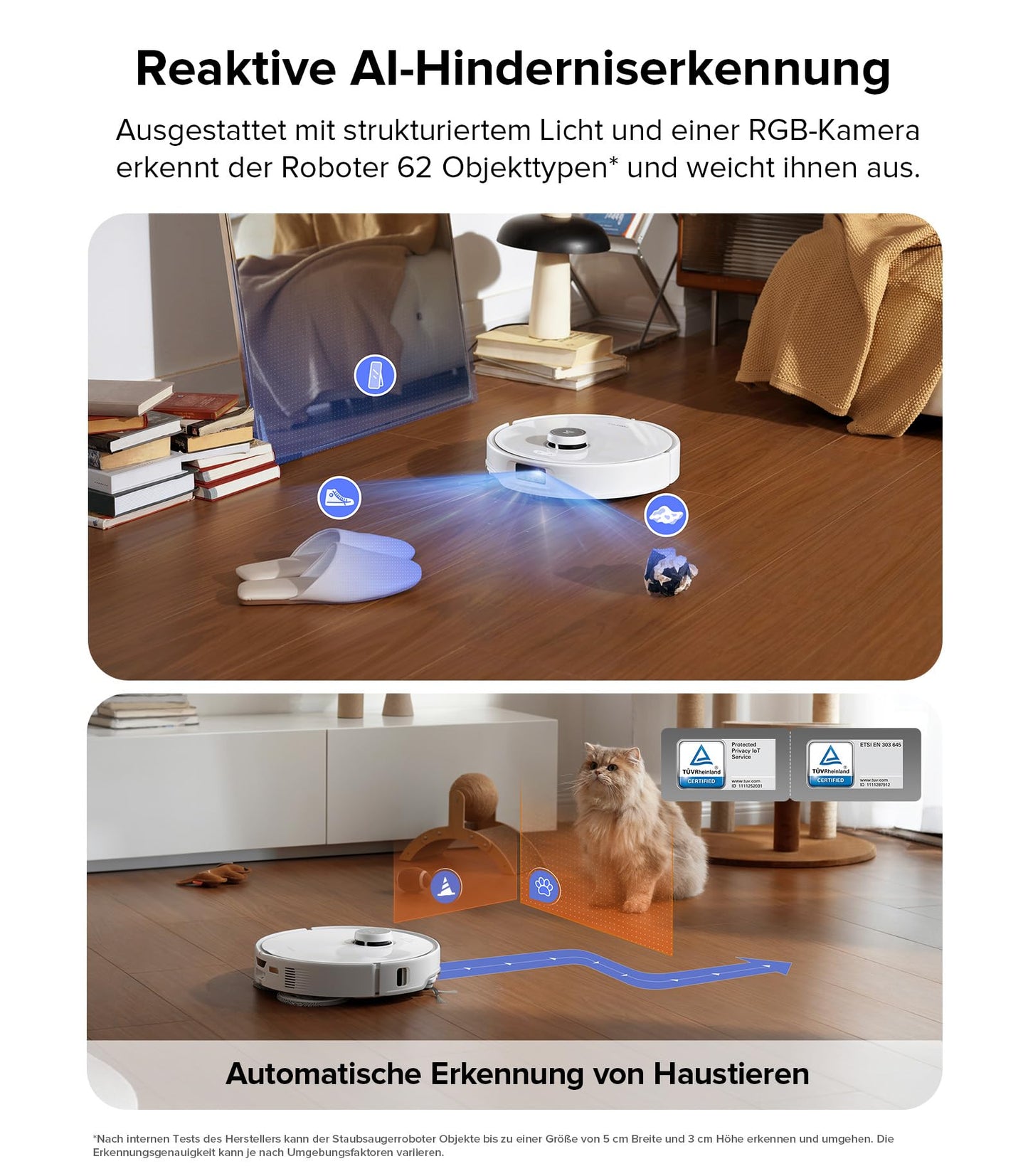 roborock Qrevo Edge Saugroboter mit Wischfunktion, Dual Anti-Tangle-System, AdaptiLift Chassis, 18.500Pa, FlexiArm Design Kantenreinigung, Hebarem Wischmopp, 75℃ Heißwasser-Moppwäsche, „Hello Rocky“