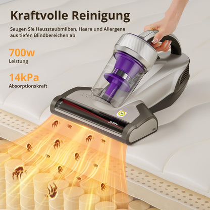 Jimmy JV35 Milbensauger 700W mit UV-C Licht & Heißluft, Matratzensauger mit Doppel-Zyklon, ideal für Matratzen, Betten & Sofa
