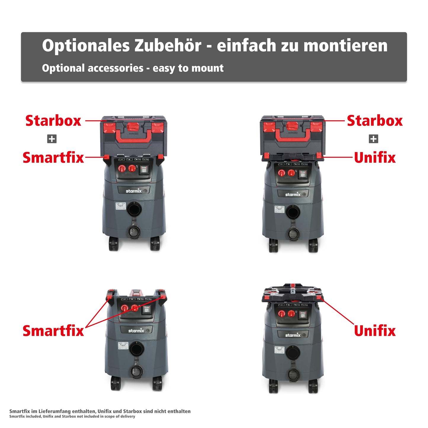 starmix iPulse M-1635 Safe Plus – Industriestaubsauger Staubklasse M, 35 l Behälter, 280 mbar, 75 l/s – automatische Filterabreinigung & 5m Schlauch - mit vielfältigem Zubehör-Set & BG-Bau förderfähig