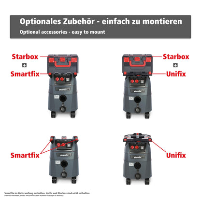 starmix iPulse M-1635 Safe Plus – Industriestaubsauger Staubklasse M, 35 l Behälter, 280 mbar, 75 l/s – automatische Filterabreinigung & 5m Schlauch - mit vielfältigem Zubehör-Set & BG-Bau förderfähig