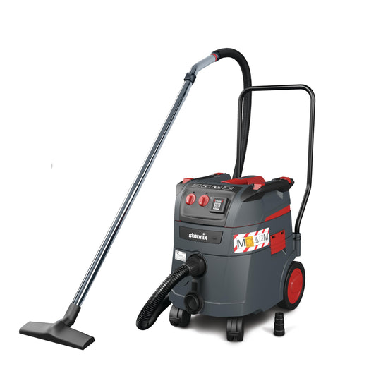 starmix iPulse M-1635 Safe Plus – Industriestaubsauger Staubklasse M, 35 l Behälter, 280 mbar, 75 l/s – automatische Filterabreinigung & 5m Schlauch - mit vielfältigem Zubehör-Set & BG-Bau förderfähig