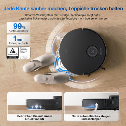 ECOVACS DEEBOT T30S Combo Complete Saugroboter mit Wischfunktion Akku-Staubsauger, All-in-One Reinigungsstation,11000Pa, ZeroTangle Technologie, TruEdge™ Kantenreinigung, Heißwasser-Mopp-Waschen
