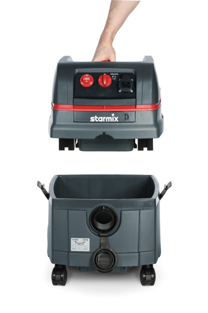 Starmix ISC M-1625 Safe – Industriesauger Staubklasse M mit Gerätesteckdose & automatischer Filterreinigung – Nass-/Trockensauger für Baustelle & Werkstatt, 1600 W Leistung, 25 L, inkl. 5m Schlauch