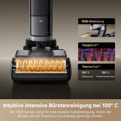 dreame H15 Pro Heat Nass- und Trockensauger, 85° C Wasser, GapFree AI-Roboterarm, RGB-Erkennung, 22.000 Pa Saugleistung, Haarentwirrung, 100° C Bürstenreinigung, 5 Min. 90° C Trocknung, App-Steuerung