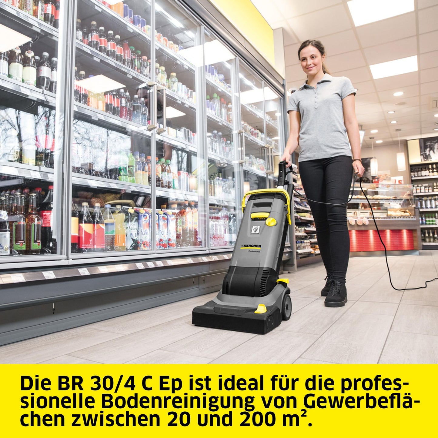 Kärcher Scheuersaugmaschine BR 30/4 C Ep, Leistung: 820 W, Flächenleistung: max. 200 m2, Netzbetrieb, 2-Tank-System, Arbeitsbreite: 300 mm, Walzenbürste