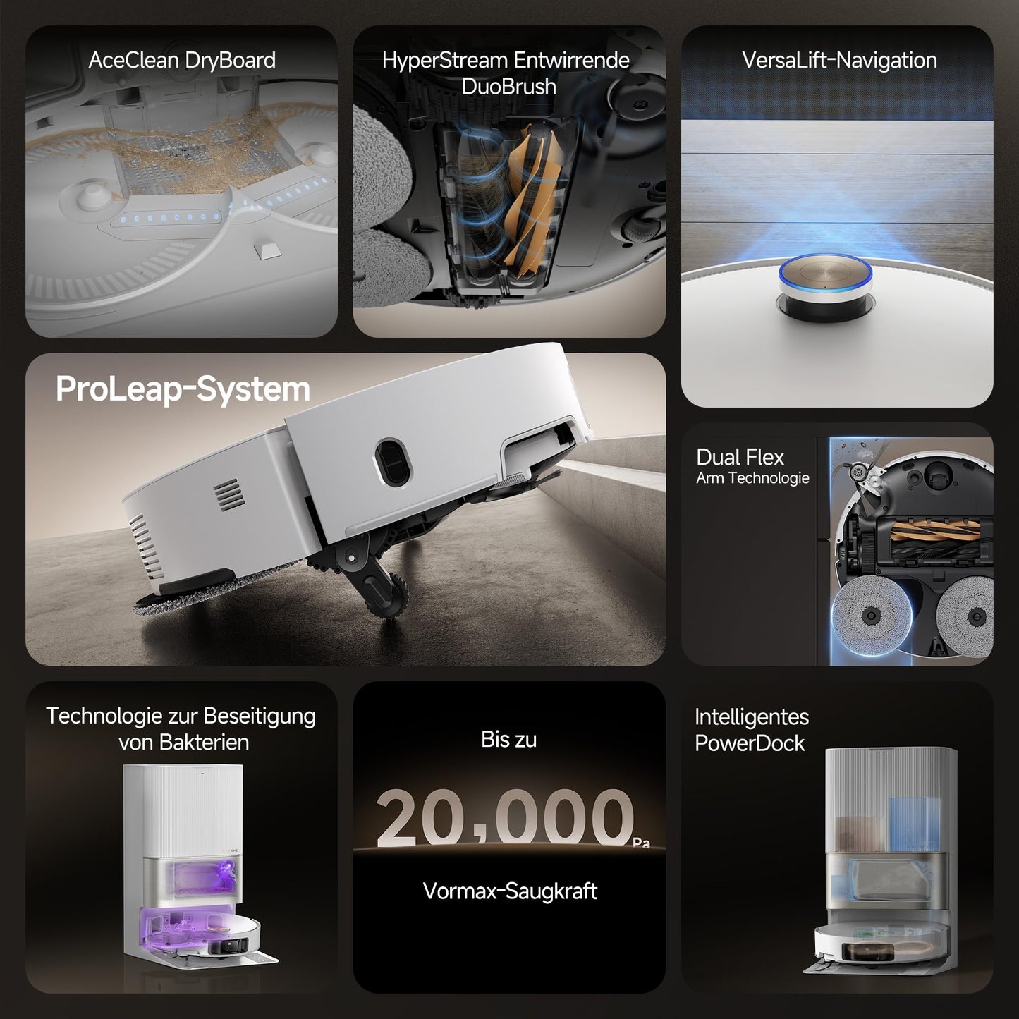 dreame X50 Ultra Complete Saugroboter mit Wischfunktion, 20.000 Pa, 6 cm Hindernisfreiheit, KI-Hindernisvermeidung & 360° Navigation