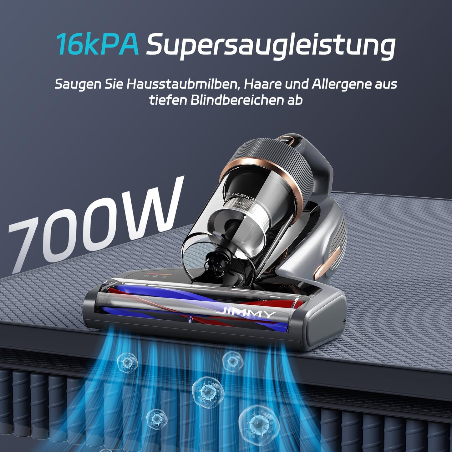 Jimmy BX7 Pro Max Milbensauger 700W, Matratzensauger mit UV-C, 65 °C Heißluft & Graphen-Heizung, Staubsensor, Ionenfunktion, LED-Display
