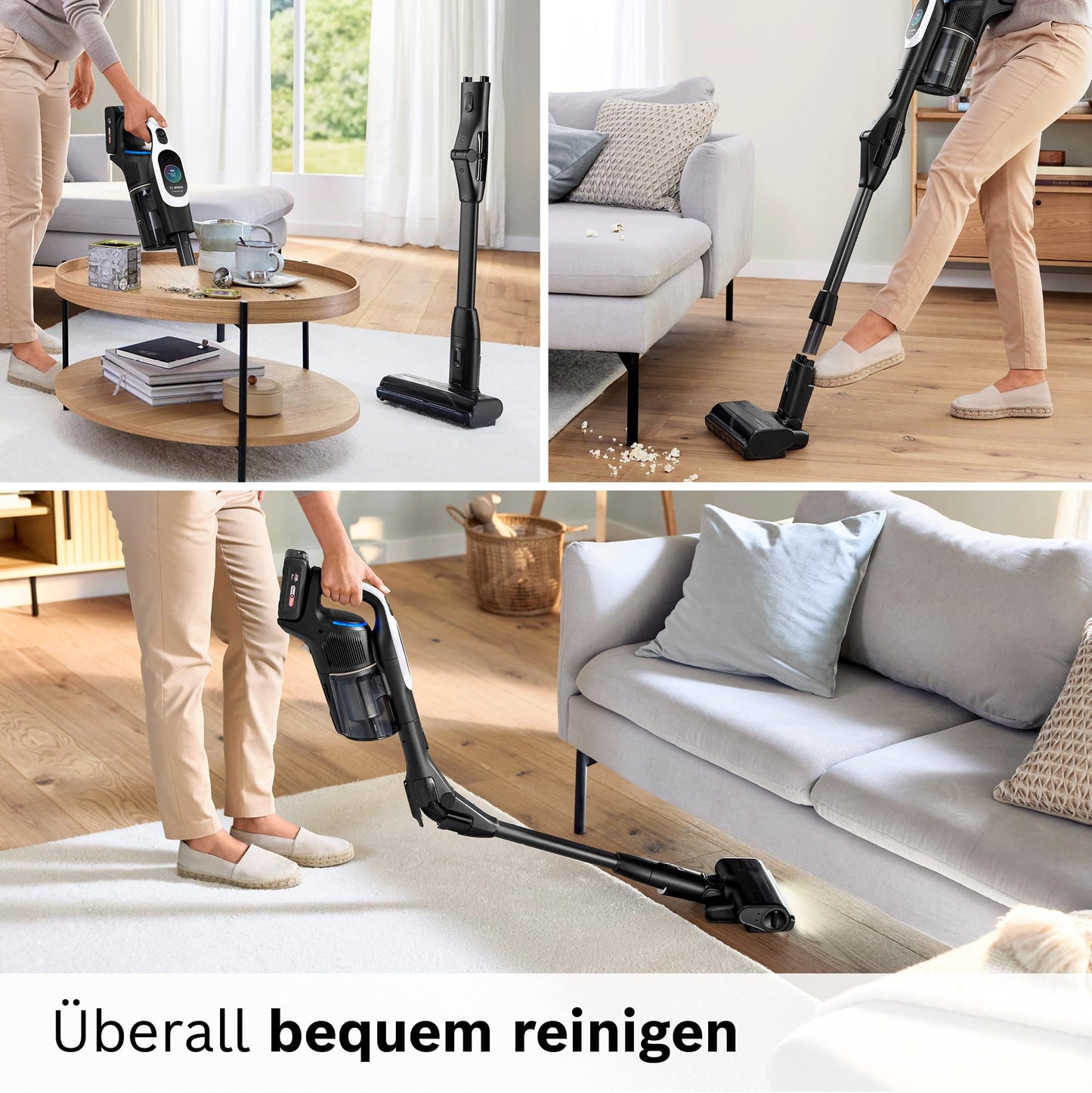Bosch Akku-Staubsauger Unlimited 10 BTS1042WAC, kabellos, MicroClean Technology, TFT-Display, Staubkomprimierung, HEPA-Filtersystem, 10 J. Motorgarantie, 4 Ah Akku, LED-Licht, Schnellladegerät, weiß