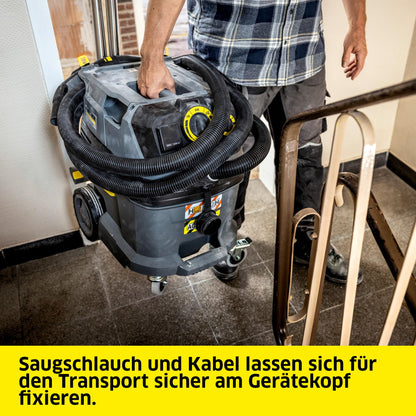 Kärcher Nass- und Trockensauger NT 30/1 Tact Te H, Leistung: max. 1380 W, autom. Filterreinigung, Kunststoffbehälter: 30 l, Saugschlauch: 4 m, breite Nass-/Trockenbodendüse (360 mm), Gerätesteckdose