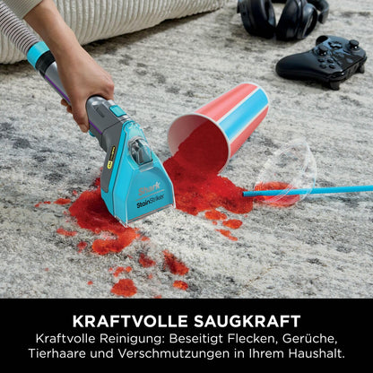 Shark StainStriker HairPro Pet Reiniger, 450W Saugkraft, Anti-Clog Tierhaarextraktor, tragbar, 4 Aufsätze & 2 Reinigungsmittel