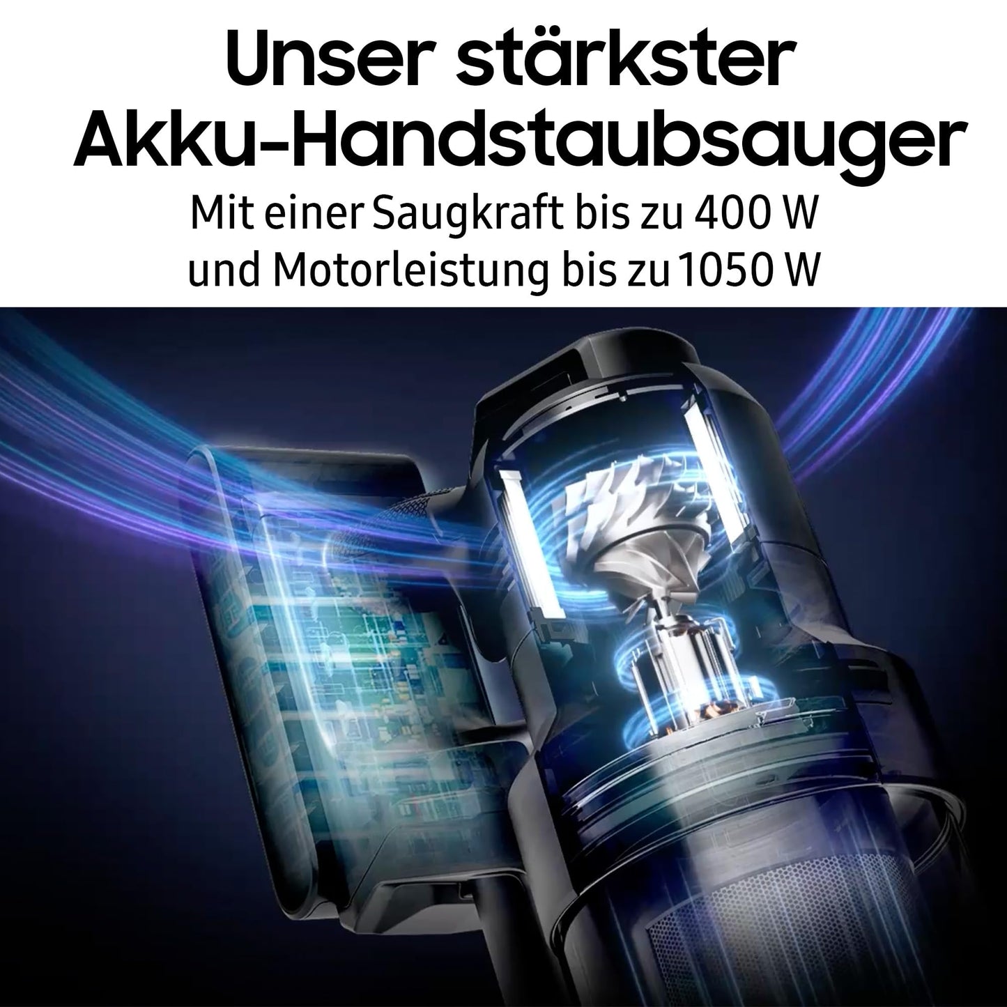 Samsung VS90F40EEK/WD Bespoke AI Jet Ultra Akku+ CompleteClean, Akku-Handstaubsauger inkl. Zubehör, 400 W, 2 Akkus, All-In-One-Station, Active Dual & Slim LED+ Bürste, Pet Tool+, Satin Black