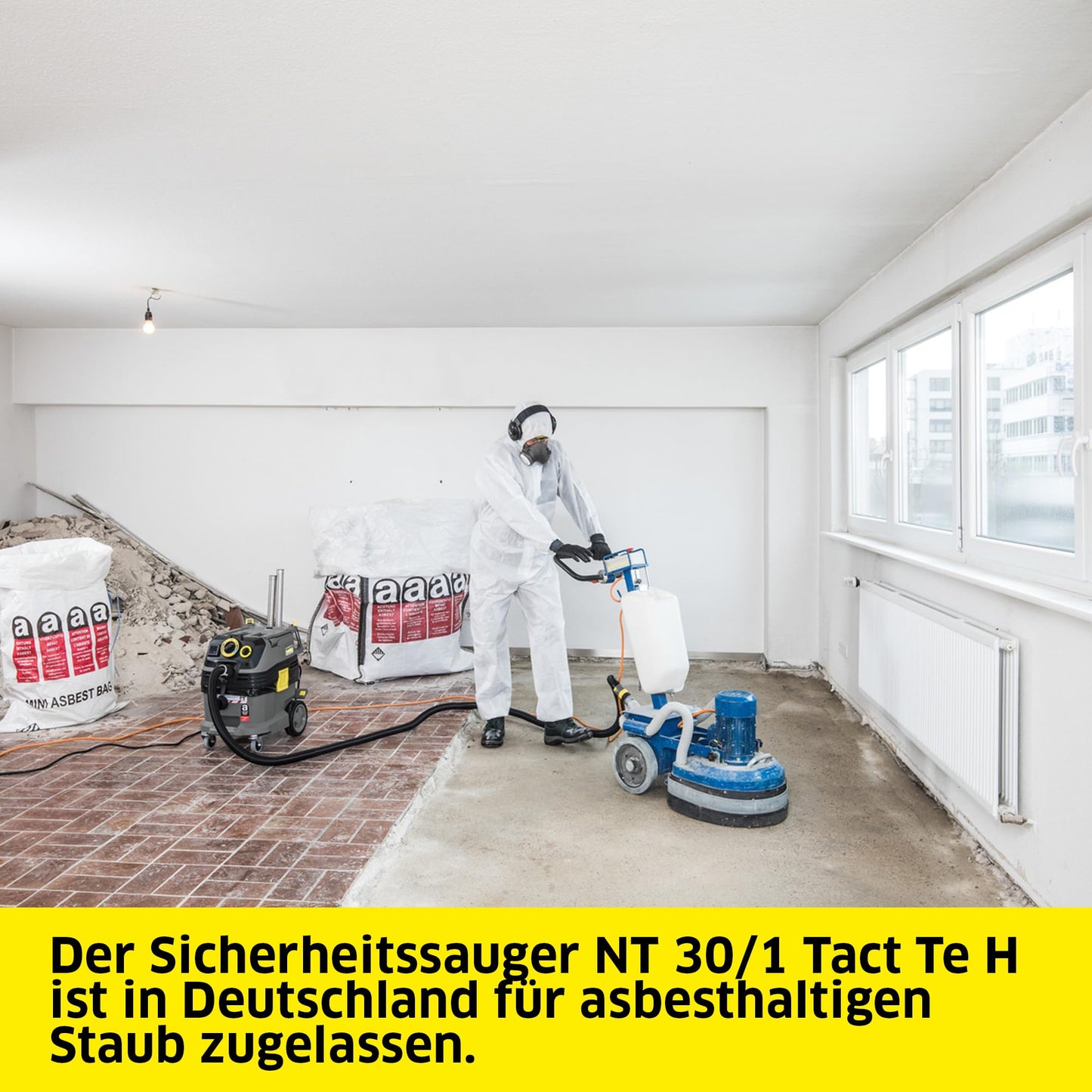 Kärcher Nass- und Trockensauger NT 30/1 Tact Te H, Leistung: max. 1380 W, autom. Filterreinigung, Kunststoffbehälter: 30 l, Saugschlauch: 4 m, breite Nass-/Trockenbodendüse (360 mm), Gerätesteckdose